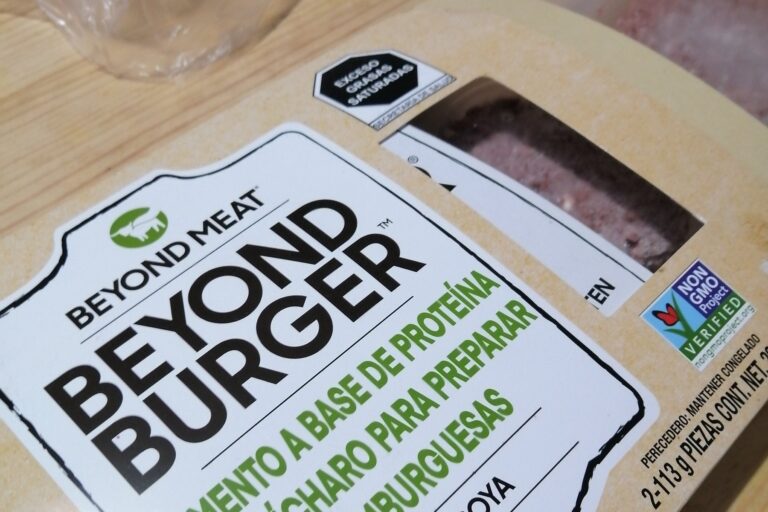 Packaged Beyond Burger plant-based patties from Beyond Meat