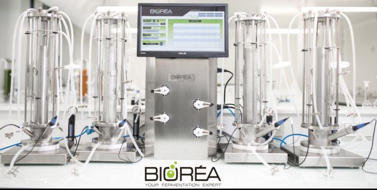 Stainless-steel benchtop bioreactor used for cultivating microorganisms in precision fermentation