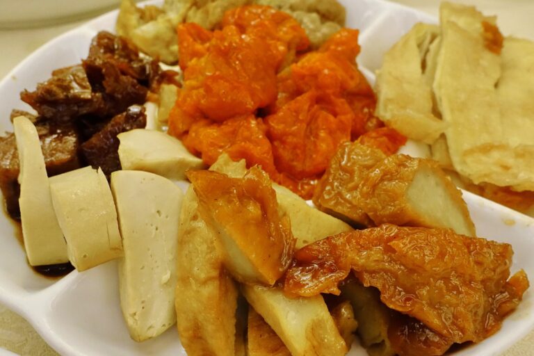 Platter of assorted vegetarian mock meats in Hong Kong, a traditional form of plant-based protein in Asia-Pacific