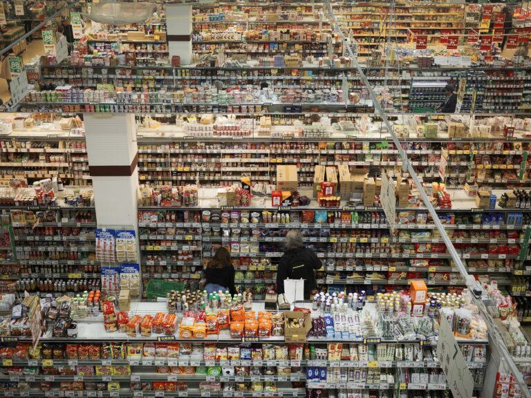 Aisles of a large supermarket in Sapporo, Japan