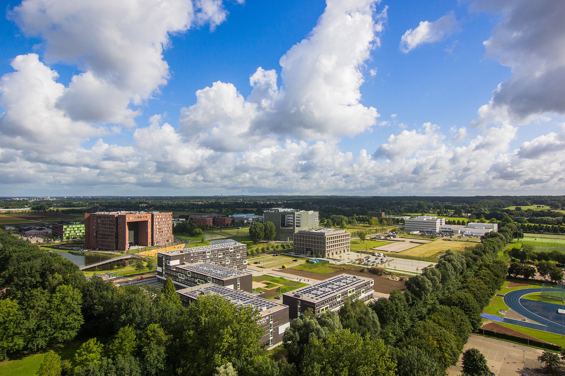 Aerial view of the Wageningen University & Research campus in the Netherlands, a hub of the Dutch agrifood and food biotech ecosystem